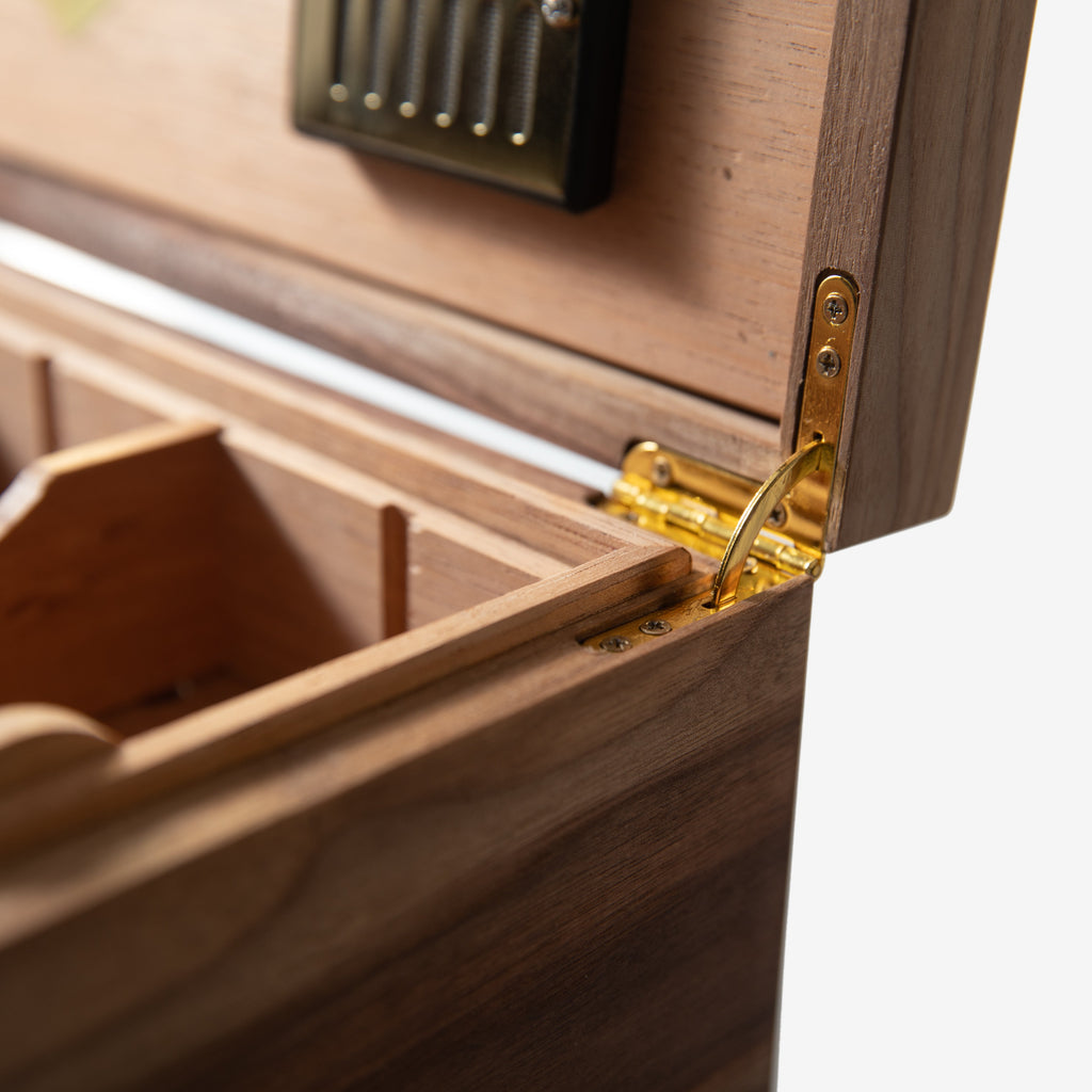Cigar Humidor - Black Walnut with Spanish Cedar Lining - 80 Capacity