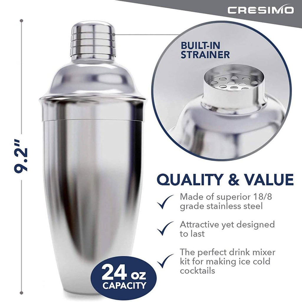 24 Ounce Cocktail Shaker Bar Set